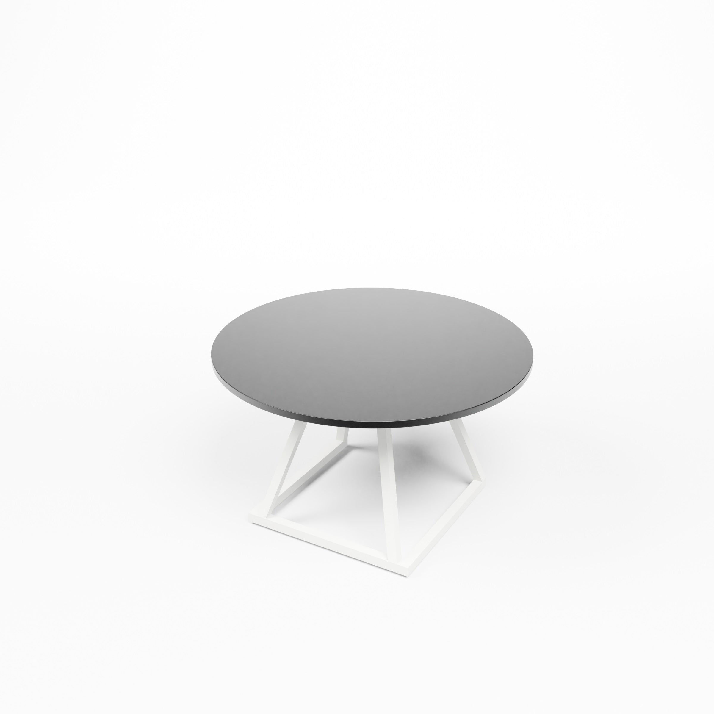 Linea Coffee Table (White Frame with Black Round Top) Desert River Rentals